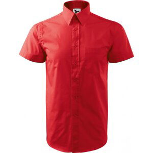 MALFINI® Pánská popelínová košile Chic Malfini s krátkým rukávem, 100% bavlna Barva: Červená, Velikost: S
