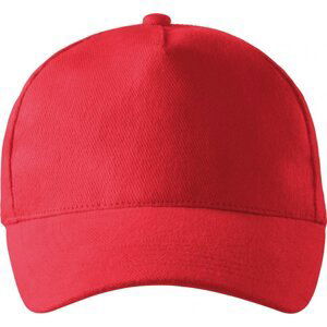 MALFINI® Unisex nastavitelná čepice z broušeného kepru, 5 panelů Barva: Červená, Velikost: nastavitelná