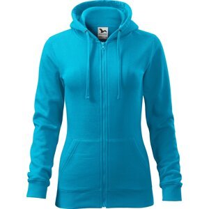 MALFINI® Dámská celopropínací mikina Trendy Zipper s kapucí s podšívkou 65% bavlny Barva: Tyrkysová, Velikost: XL