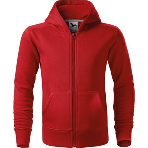MALFINI® Dětská směsová celopropínací mikina Trendy s kapucí 300 g/m Barva: Červená, Velikost: 122 cm/6 let