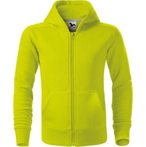 MALFINI® Dětská směsová celopropínací mikina Trendy s kapucí 300 g/m Barva: Limetková žlutá, Velikost: 122 cm/6 let