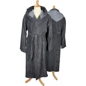 A&R Unisex župan s kapucí z turecké bavlny 400 g/m Barva: šedá grafitová - šedá grafitová tmavá, Velikost: L/XL AR026