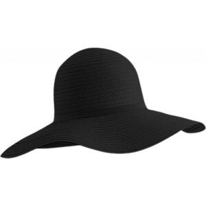 Beechfield Dámský slaměnný klobouk Marbella s širokou krempou Barva: Černá CB740