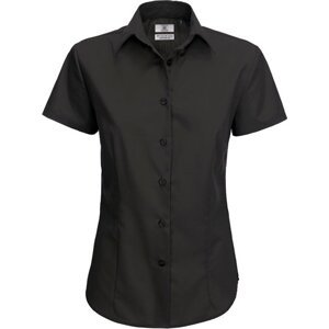 B&C Lehká dámská popelínová košile BC s krátkým rukávem a úpravou Easy Care Barva: Černá, Velikost: XS (34) BCSWP64