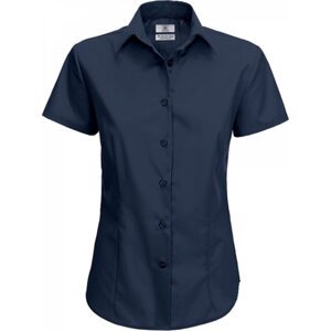 B&C Lehká dámská popelínová košile BC s krátkým rukávem a úpravou Easy Care Barva: modrá námořní, Velikost: XL (42) BCSWP64