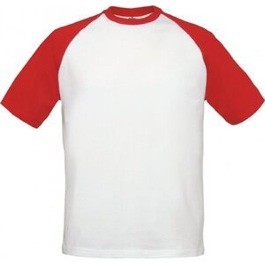 Pánské baseballové tričko s krátkým rukávem B&C 185 g/m Barva: bílá - červená, Velikost: L BCTU020