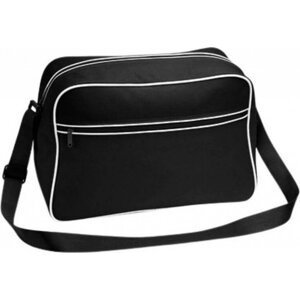 BagBase Objemná cestovní / sportovní retro taška přes rameno 18 l Barva: černá - bílá, Velikost: 40 x 28 x 18 cm BG14