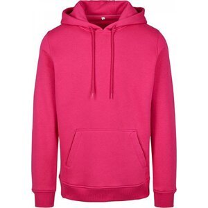 Teplá mikina Build Your Brand s kapucí a kapsama, 70% bavlna Barva: růžová hibiskus, Velikost: XL BY011