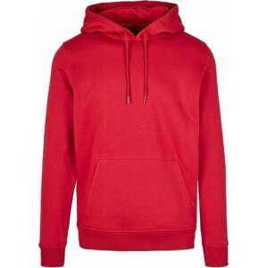Teplá mikina Build Your Brand s kapucí a kapsama, 70% bavlna Barva: červená tmavá, Velikost: L BY011