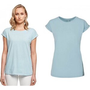 Build Your Brand Prodloužené splývavé tričko s ohrnutými rukávy Barva: modrá pastelová, Velikost: 3XL BY021