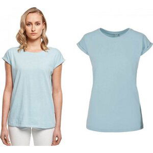 Build Your Brand Prodloužené splývavé tričko s ohrnutými rukávy Barva: modrá pastelová, Velikost: 5XL BY021