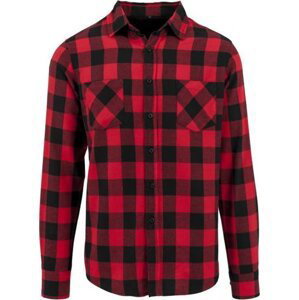 Kostkovaná flanelová košile Build Your Brand Barva: černá - červená, Velikost: XXL BY031