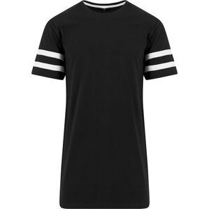 Build Your Brand Bavlněné tričko se dvěmi pruhy na rukávu Barva: černá - bílá, Velikost: S BY032