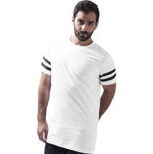 Build Your Brand Bavlněné tričko se dvěmi pruhy na rukávu Barva: bílá - černá, Velikost: M BY032