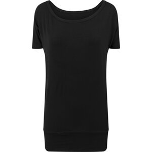 Build Your Brand Lodičkové prodloužené tričko šaty s viskózou Barva: Černá, Velikost: S BY040