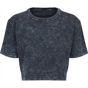 Build Your Brand Dámské tričko do pasu v sepraném vzhledu se spadlými rukávy Barva: šedá tmavá - bílá, Velikost: L BY054