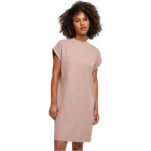 Build Your Brand Pevné bavlněné šaty s ohnutými rukávky a se stojáčkem 200 g/m Barva: Růžová bledá, Velikost: M BY101