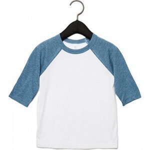 Bella+Canvas Dětské směsové triko s baseballovým 3/4 kontrastním rukávem Barva: bílá - modrý denim, Velikost: S CV3200Y