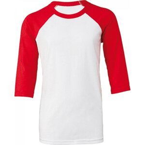 Bella+Canvas Dětské směsové triko s baseballovým 3/4 kontrastním rukávem Barva: bílá - červená, Velikost: L CV3200Y