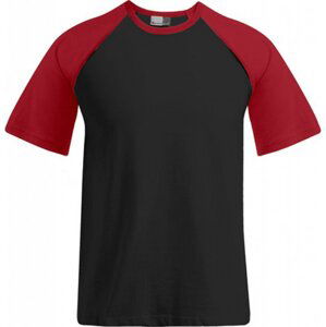 Pánské raglánové triko Promodoro s kontrastními baseballovými rukávy 180 g/m Barva: černá - červená, Velikost: XXL E1060