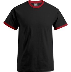Promodoro Pánské volně střižené tričko s kontrastními lemy 180 g/m Barva: černá - červená ohnivá, Velikost: L E3070