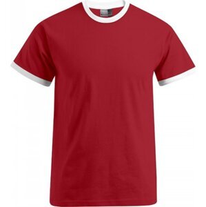 Promodoro Pánské volně střižené tričko s kontrastními lemy 180 g/m Barva: červená ohnivá - bílá, Velikost: XL E3070