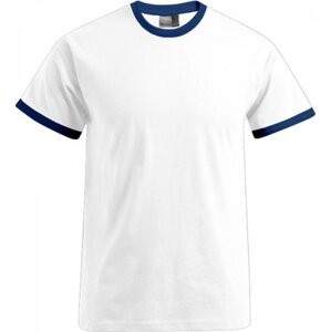 Promodoro Pánské volně střižené tričko s kontrastními lemy 180 g/m Barva: bílá - modrá námořní, Velikost: M E3070
