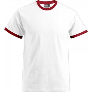 Promodoro Pánské volně střižené tričko s kontrastními lemy 180 g/m Barva: bílá - červená, Velikost: M E3070