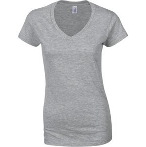 Gildan Měkčené lehčí dámské tričko s výstřihem do véčka Barva: šedá melír, Velikost: XL G64V00L