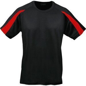 Dětské tričko s pruhem na rukávu Just Cool Barva: černá - červená, Velikost: 12/13 (XL) JC003J