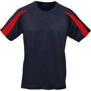 Dětské tričko s pruhem na rukávu Just Cool Barva: modrá námořní - červená, Velikost: 7/8 (M) JC003J