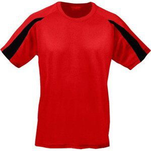 Dětské tričko s pruhem na rukávu Just Cool Barva: Červená - černá, Velikost: 3/4 (XS) JC003J
