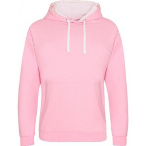 Just Hoods Unisex týmová kontrastní klokánka s kapucí Barva: růžová světlá - bílá, Velikost: S JH003