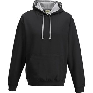 Just Hoods Unisex týmová kontrastní klokánka s kapucí Barva: černá - šedá melír, Velikost: 4XL JH003