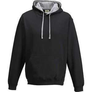 Just Hoods Unisex týmová kontrastní klokánka s kapucí Barva: černá - šedá melír, Velikost: 5XL JH003