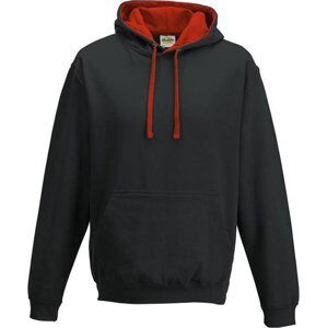 Just Hoods Unisex týmová kontrastní klokánka s kapucí Barva: černá - červená, Velikost: 3XL JH003