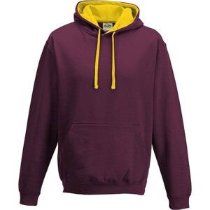 Just Hoods Unisex týmová kontrastní klokánka s kapucí Barva: červená vínová - zlatá, Velikost: L JH003