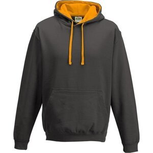 Just Hoods Unisex týmová kontrastní klokánka s kapucí Barva: šedá uhlová - oranžová, Velikost: M JH003