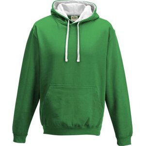 Just Hoods Unisex týmová kontrastní klokánka s kapucí Barva: zelená výrazná - bílá, Velikost: XXL JH003