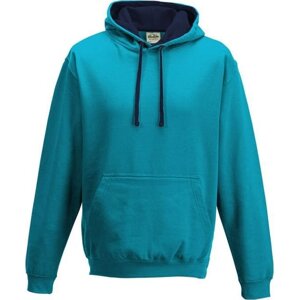 Just Hoods Unisex týmová kontrastní klokánka s kapucí Barva: modrá havajská - modrá námořní, Velikost: M JH003