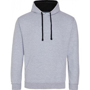 Just Hoods Unisex týmová kontrastní klokánka s kapucí Barva: šedá melír - černá, Velikost: L JH003