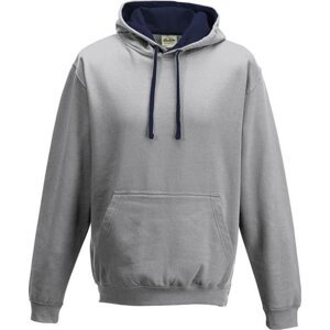 Just Hoods Unisex týmová kontrastní klokánka s kapucí Barva: šedý melír - modrá námořní, Velikost: L JH003