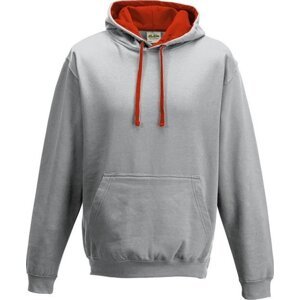 Just Hoods Unisex týmová kontrastní klokánka s kapucí Barva: šedá melír - Fire červená, Velikost: L JH003