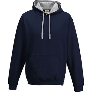 Just Hoods Unisex týmová kontrastní klokánka s kapucí Barva: modrá námořní - šedý melír, Velikost: 3XL JH003