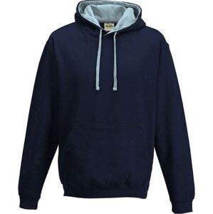 Just Hoods Unisex týmová kontrastní klokánka s kapucí Barva: modrá námořní - modrá nebeská, Velikost: XS JH003