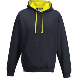 Just Hoods Unisex týmová kontrastní klokánka s kapucí Barva: modrá oxfordská - žlutá, Velikost: M JH003