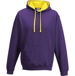 Just Hoods Unisex týmová kontrastní klokánka s kapucí Barva: fialová - žlutá, Velikost: XL JH003