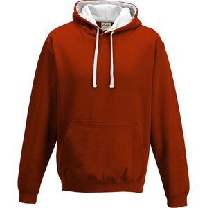 Just Hoods Unisex týmová kontrastní klokánka s kapucí Barva: červená ohnivá - bílá, Velikost: L JH003