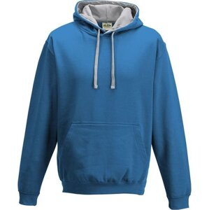 Just Hoods Unisex týmová kontrastní klokánka s kapucí Barva: modrá safírová - šedá melír, Velikost: M JH003