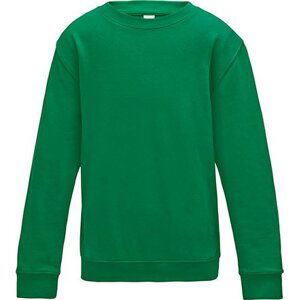 Just Hoods Dětská mikina Awdis s dvojitým prošitím 80% bavlna Barva: zelená výrazná, Velikost: 9/11 (L) JH030K